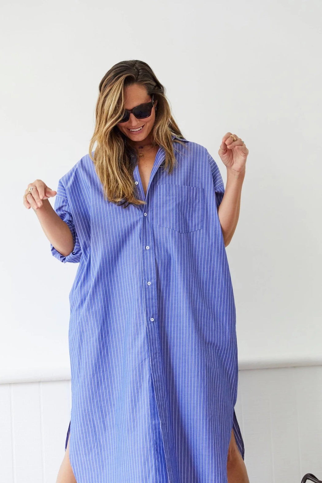 MAMENE | Phoebe Shirt Dress | Royal Stripe | Plus Size | Minneapolis | Minnesota