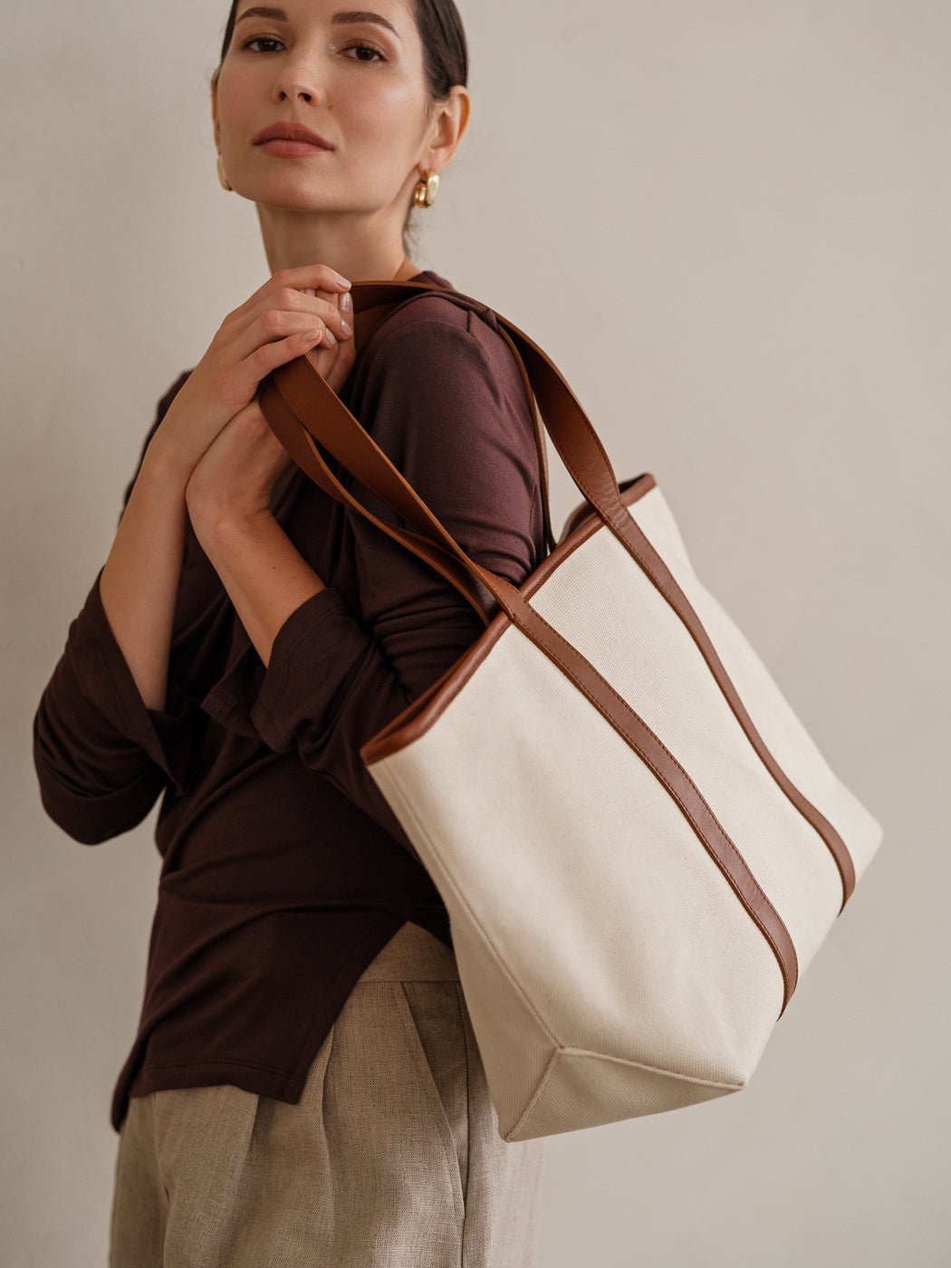 STRUCTURED TOTE BAG | TAN