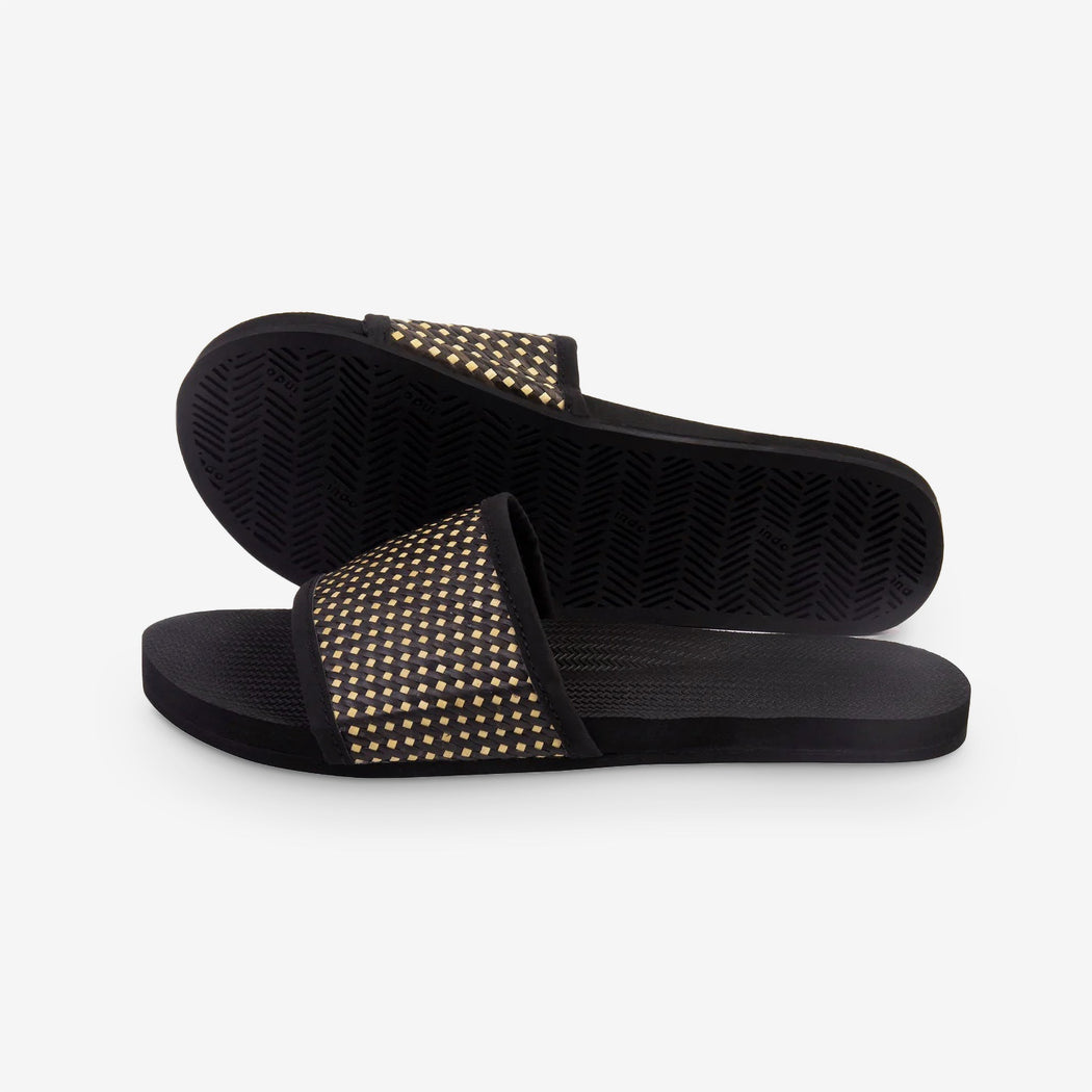 Weave Slides Sandals | Black Batit Dark