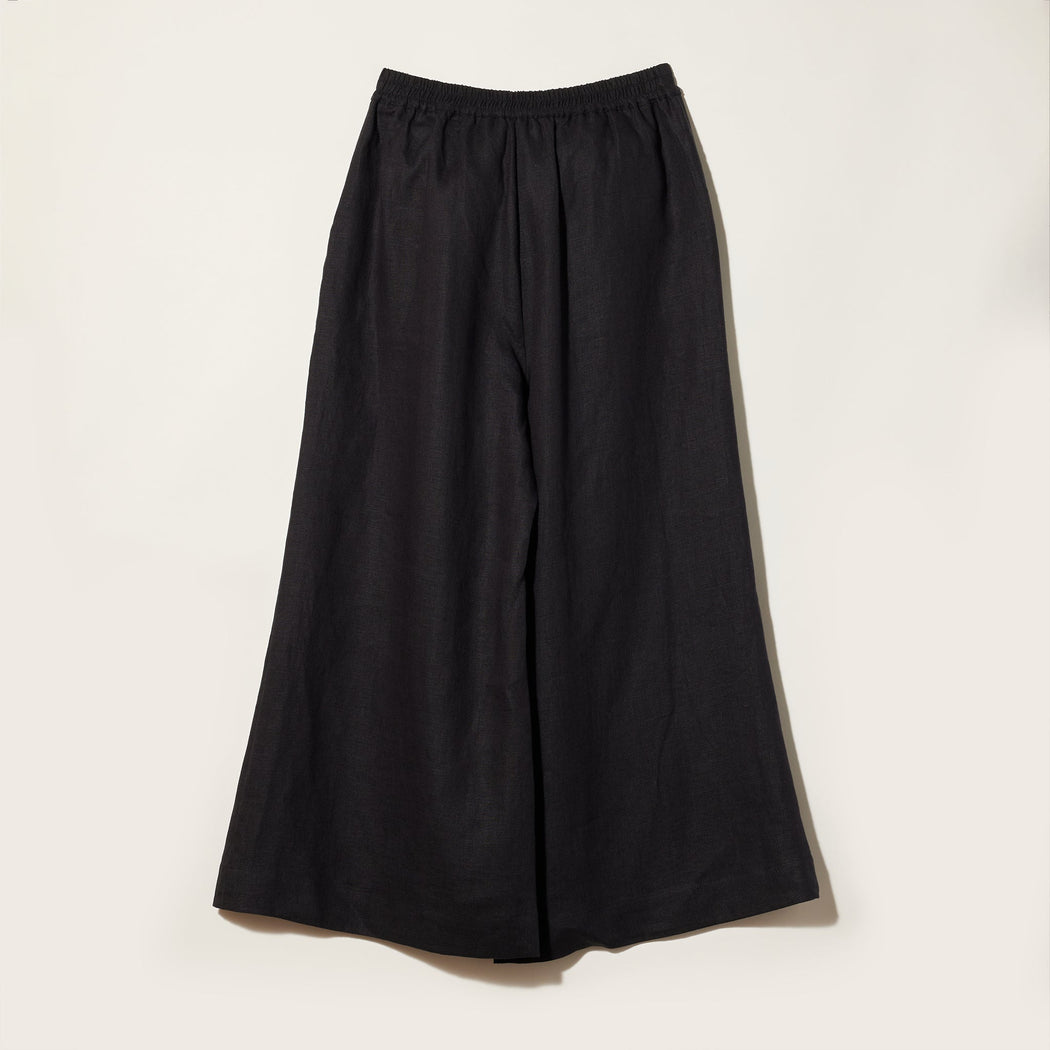 Wide-Leg Linen Pant | Black